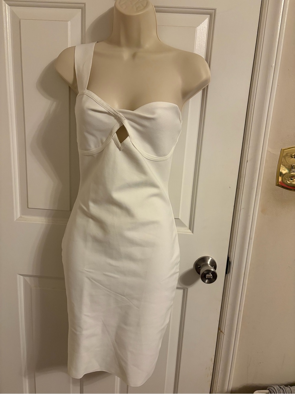 Strapless Cream Bodycon Dress